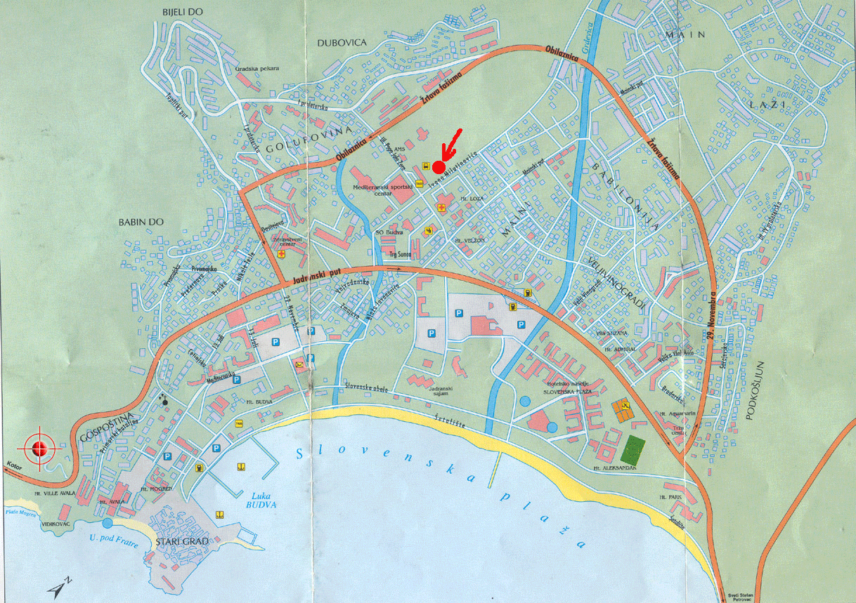 Карта Будвы дом в р-не Rozino